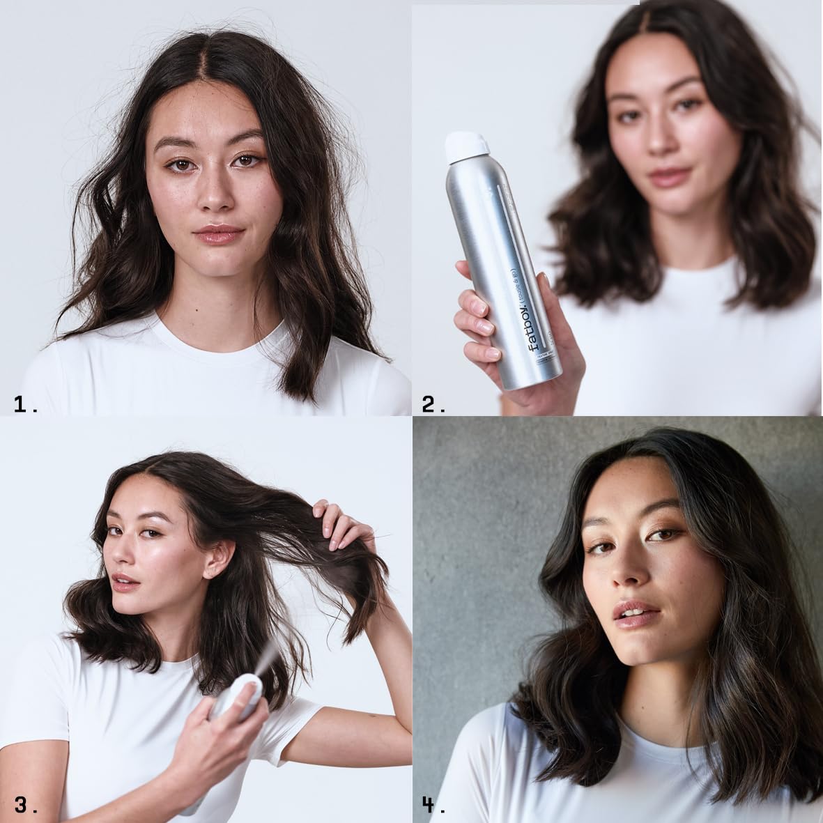 Fatboy Hair Tousle & Go wet-to-dry application for natural air-dried finish