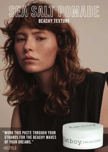Color-safe, paraben-free Fatboy Sea Salt Pomade on clean hair.