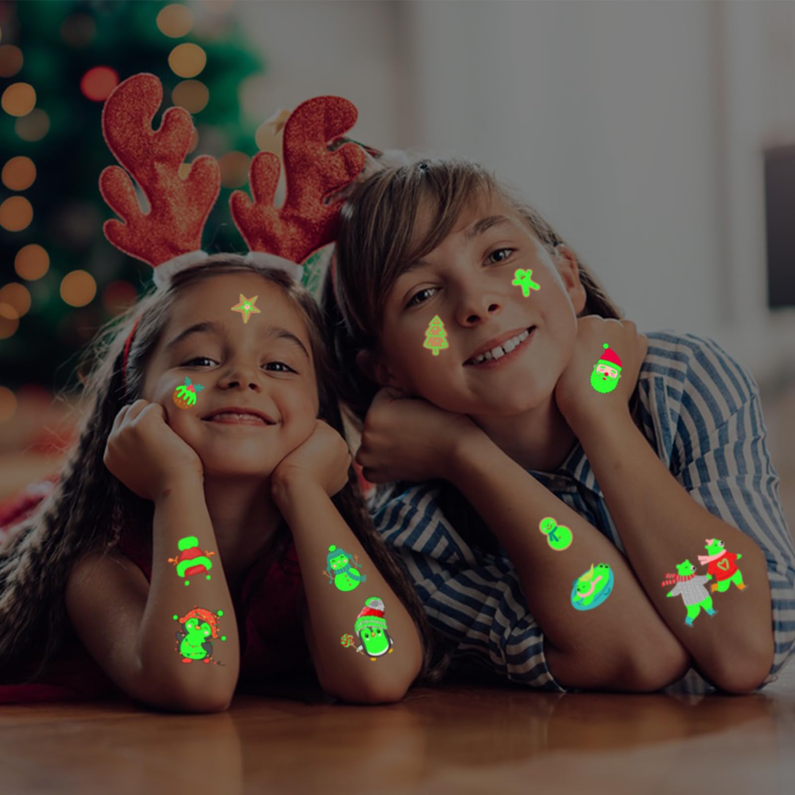 FATHER.SON Christmas tattoos bear design, kid-safe and long-lasting.