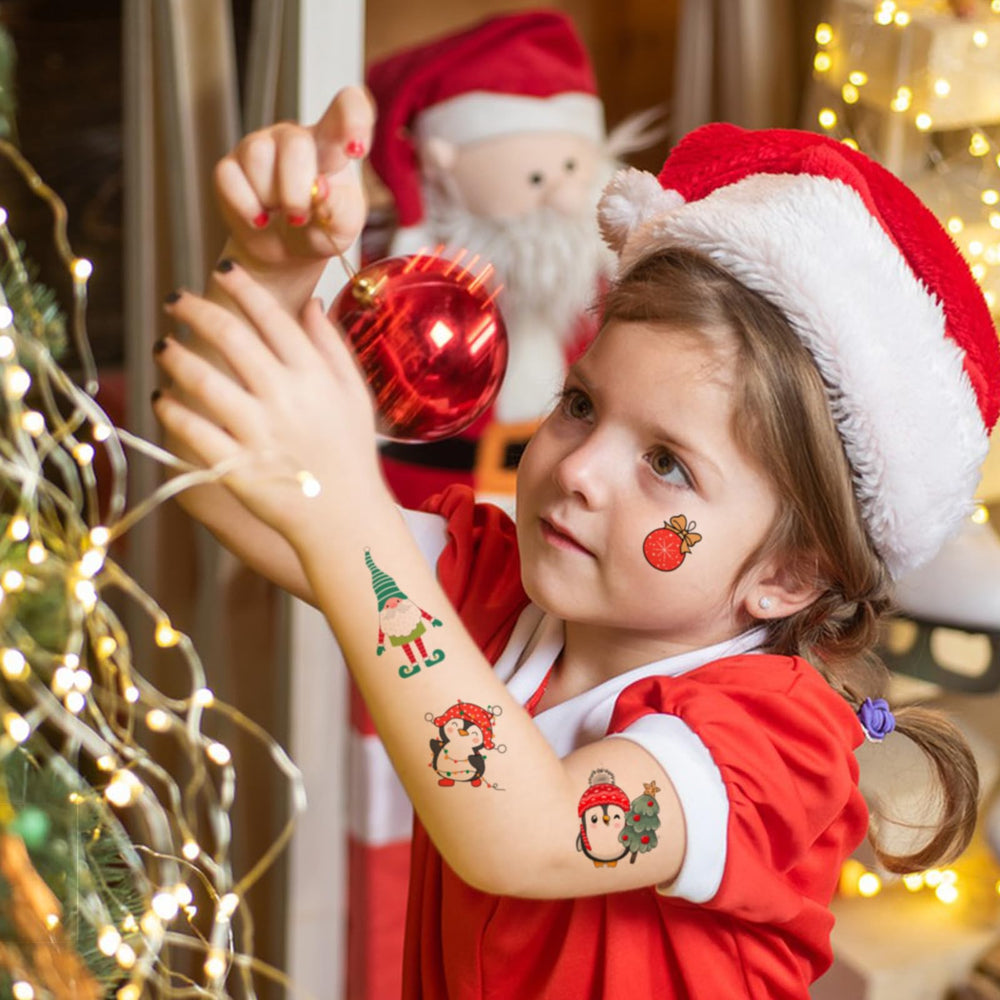 FATHER.SON Christmas tattoos Christmas tree glow-in-the-dark design for kids.