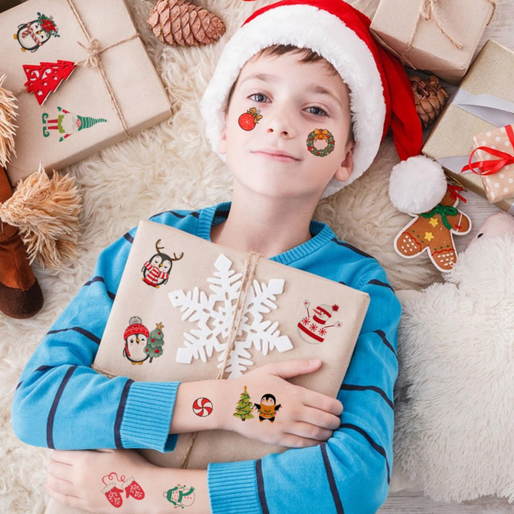 FATHER.SON Christmas tattoos snowman glow, easy to wear.