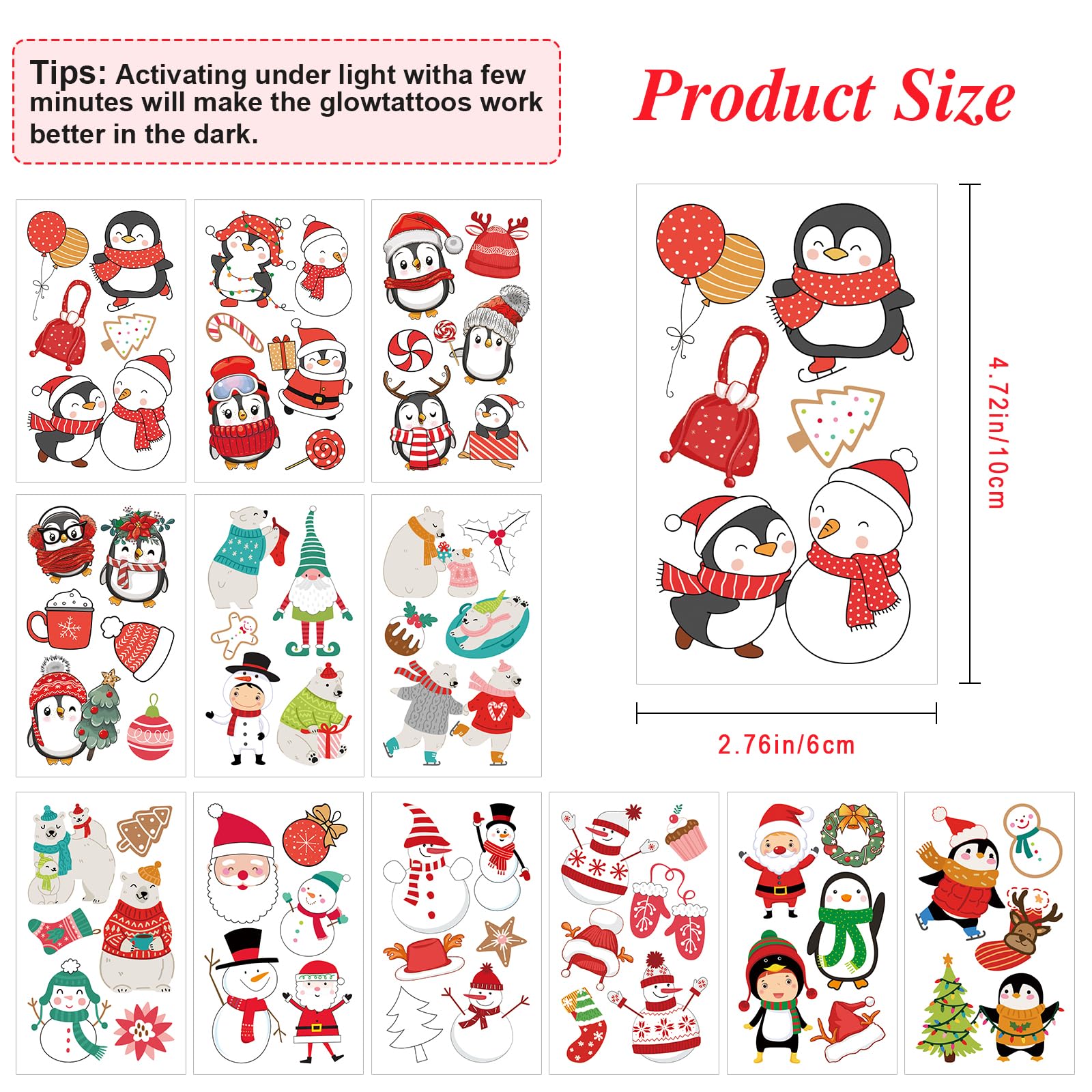 FATHER.SON Christmas tattoos stocking pattern glow for party use.