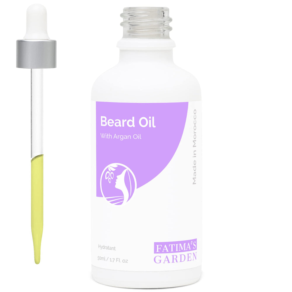 Fatima's Garden Beard Oil bottle in sun-protected packaging preserves freshness