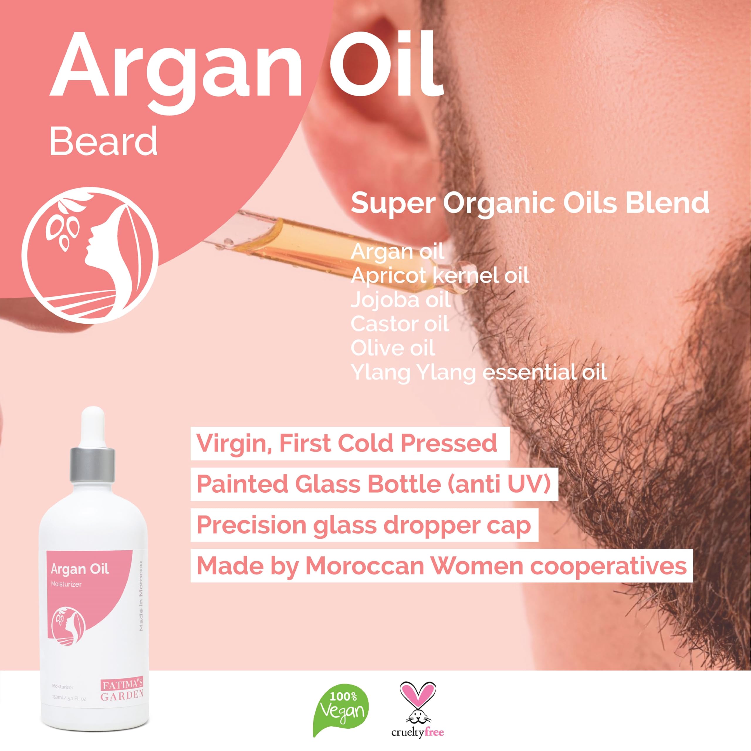 Fatima's Garden organic oil blend close-up with argan and jojoba hydration