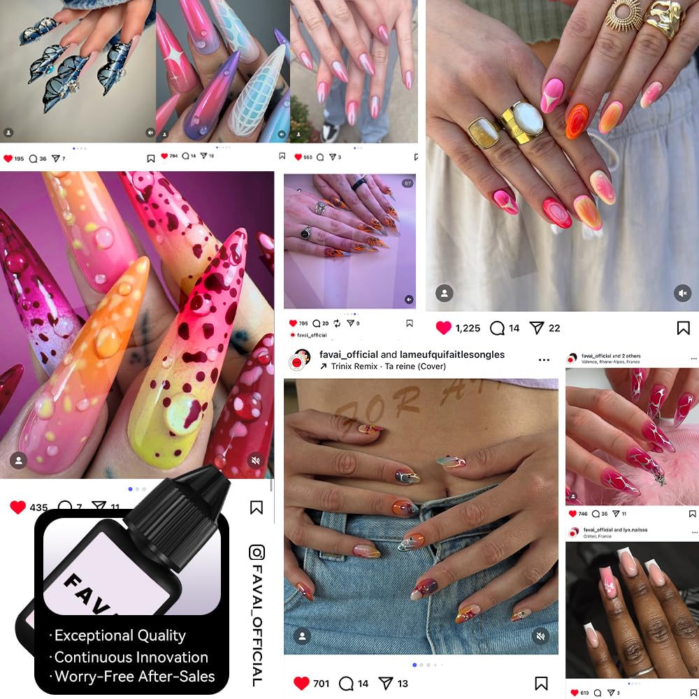 FAVAI Sugar Collection smooth finish enhances nail art durability.