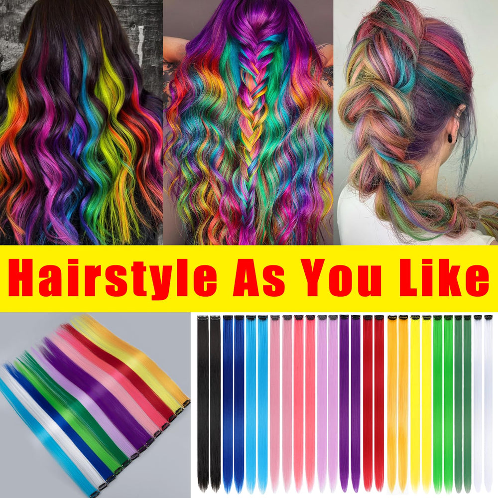 FAYDERS colorful clip-ins provide instant length for cosplay and bold styles.