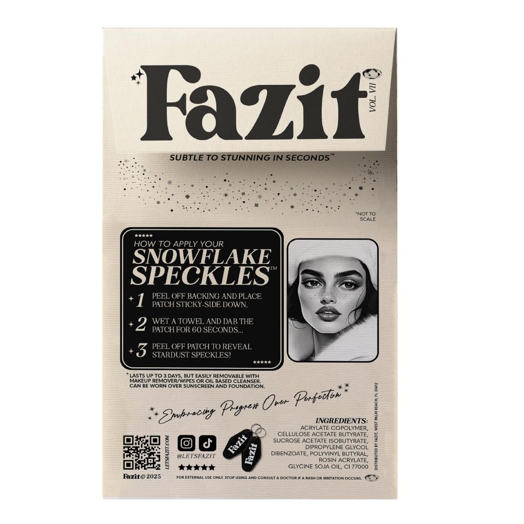 Fazit makeup patches glitter speckles application demonstrates easy on-skin sparkle for events.