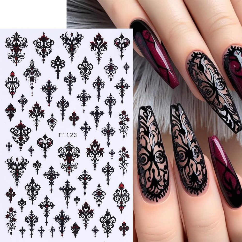 FBABFBUO 3D gothic skulls and bats design for bold Halloween nails