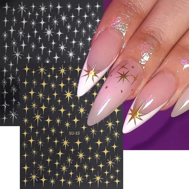 FBABFBUO 3D star nail decals pack adds depth and shimmer to tips