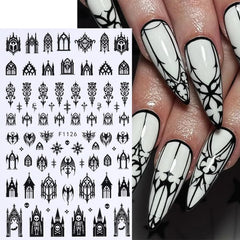 FBABFBUO Ghost and skeleton design for playful spooky manicure accents