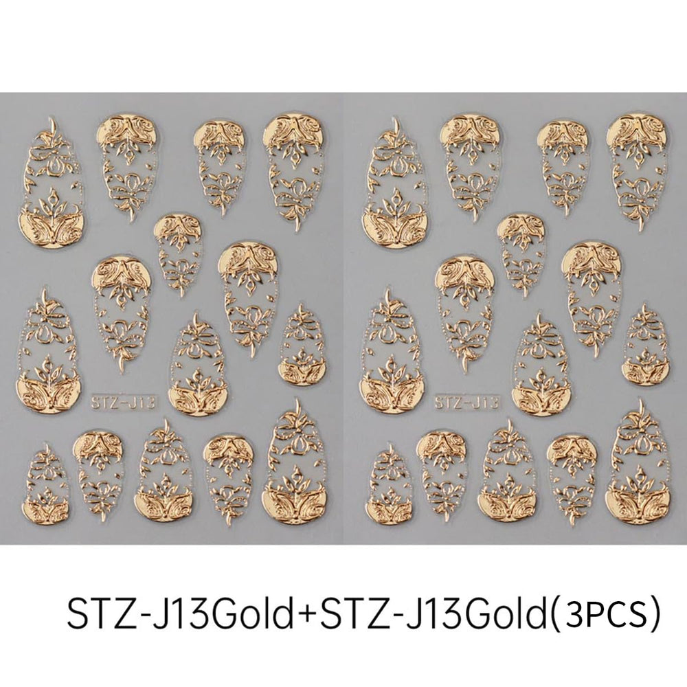 FBABFBUO gold jellyfish and coral elements for ocean-inspired manicure