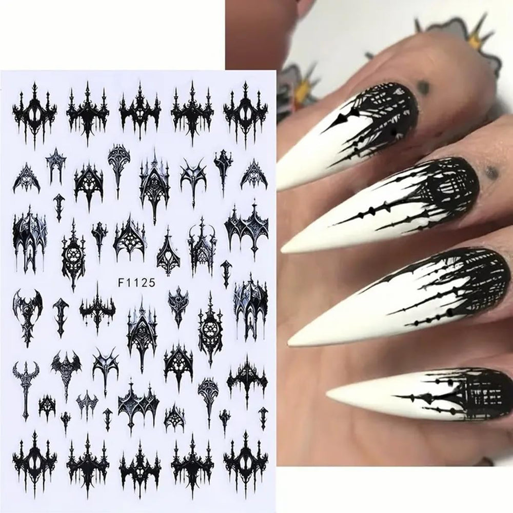 FBABFBUO Gothic architecture pattern for chic moody nail art