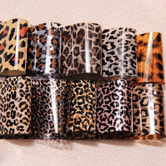 FBABFBUO laser leopard print foil adds shiny drama to nails