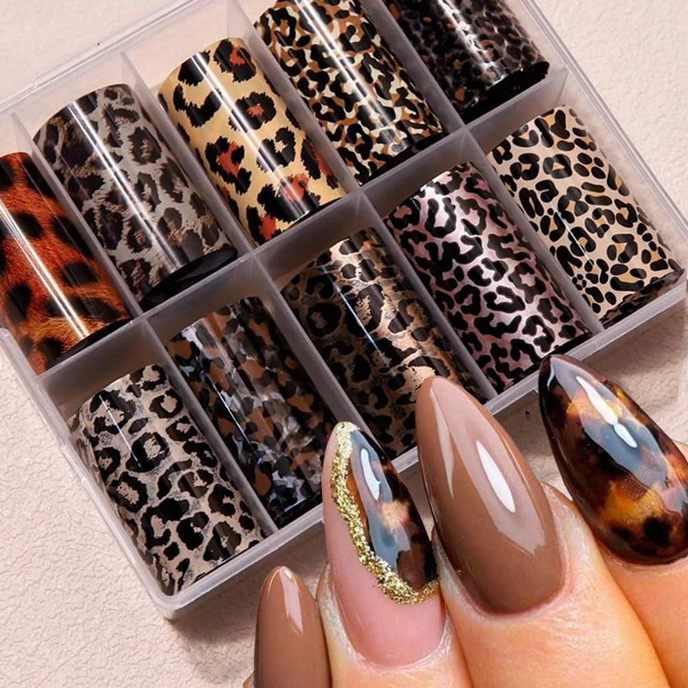 FBABFBUO leopard nail foil transfer for quick leopard designs on nails