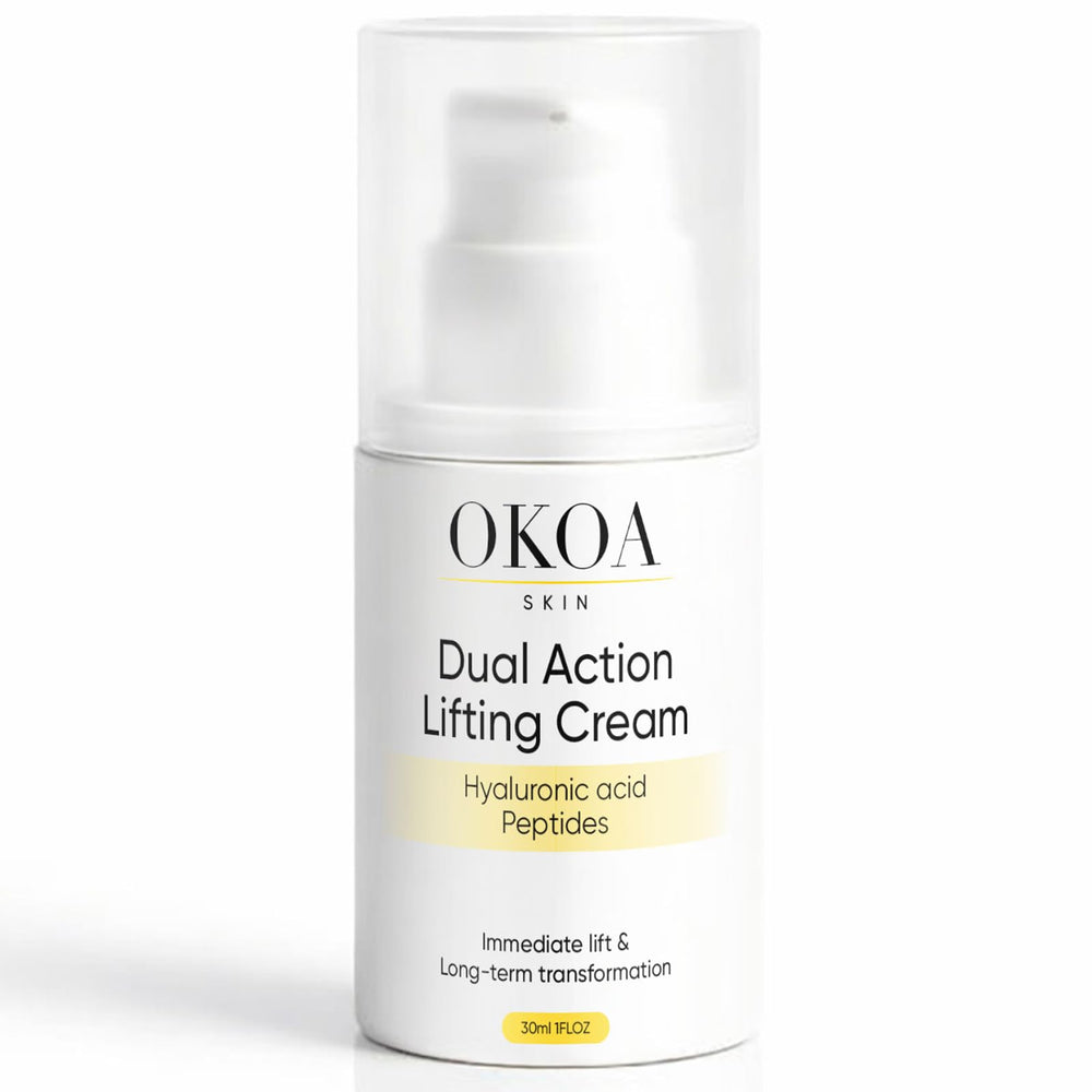 FCNVCX OKOA SKIN instant lifting cream bottle showing firming effect.