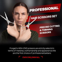 Fcoget ergonomic offset-handle barber scissors for reduced fatigue during long sessions