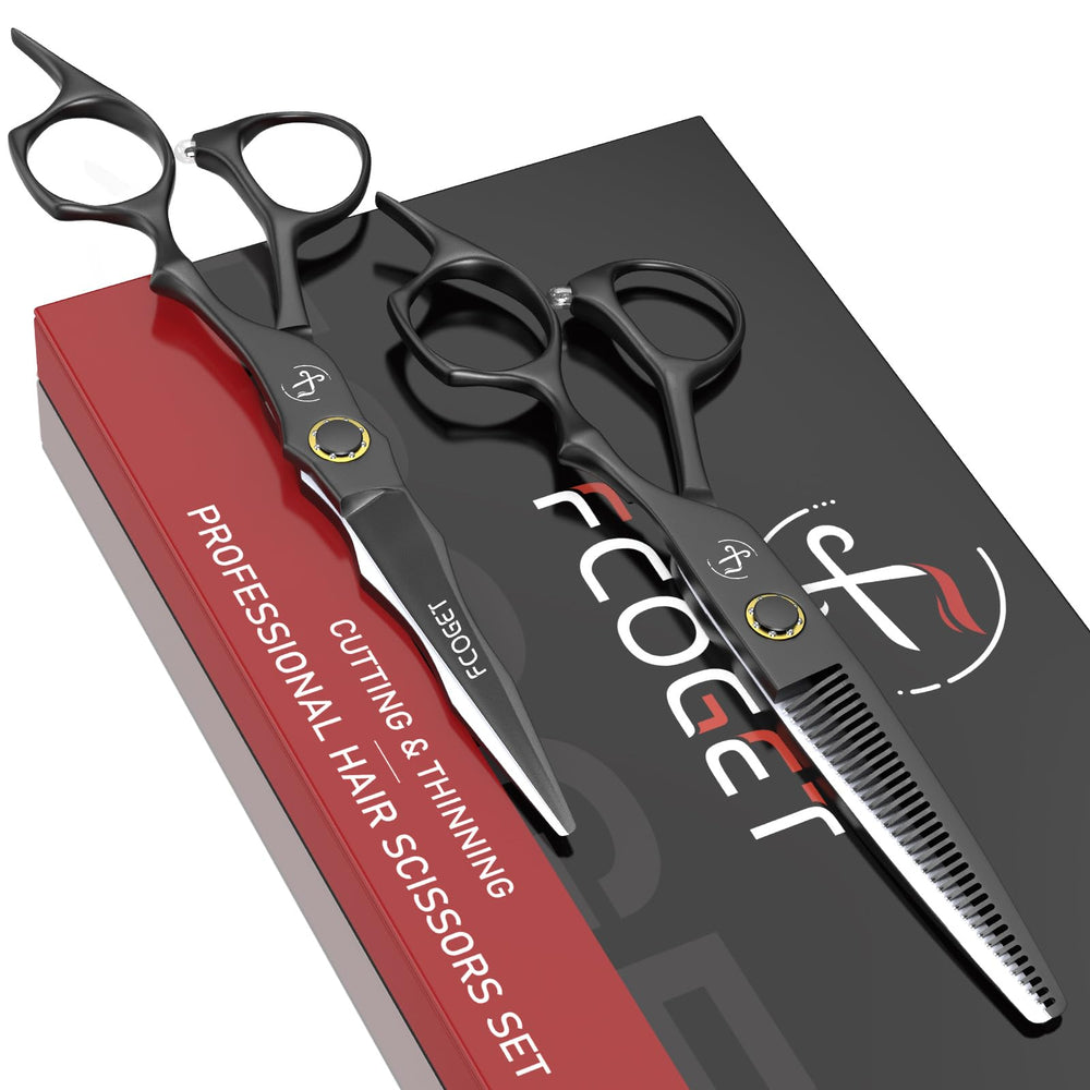 Fcoget professional barber scissors 6-8 inch closeup for precise salon-grade cutting