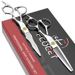 Fcoget professional barber scissors blade close-up for precision cutting