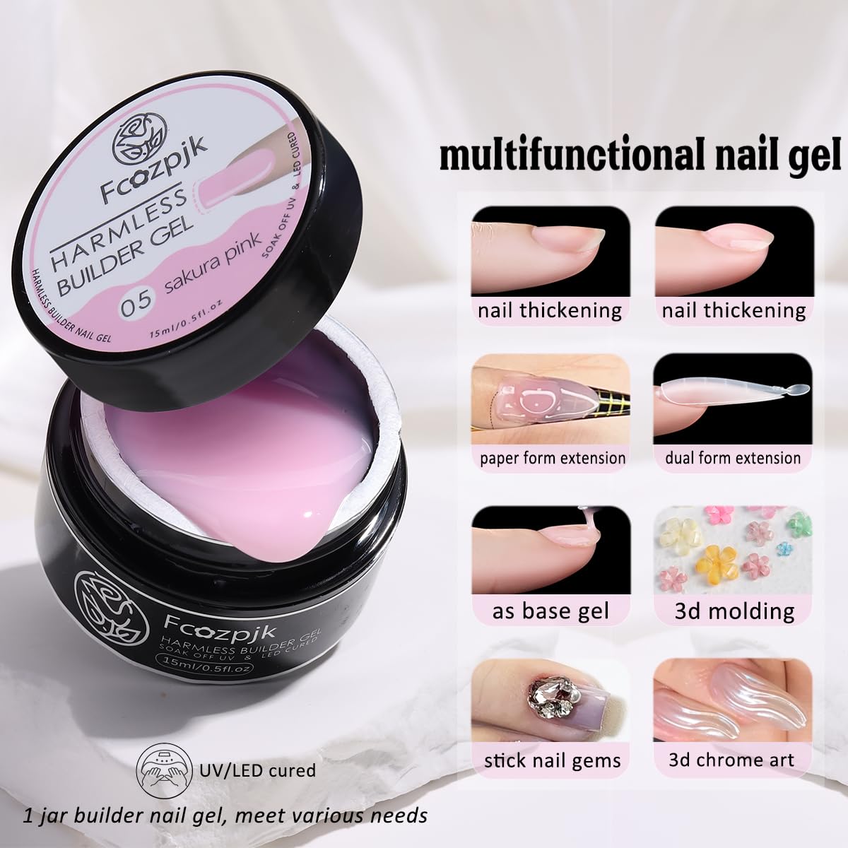 Fcozpjk thickening gel supports nail strength and apex construction