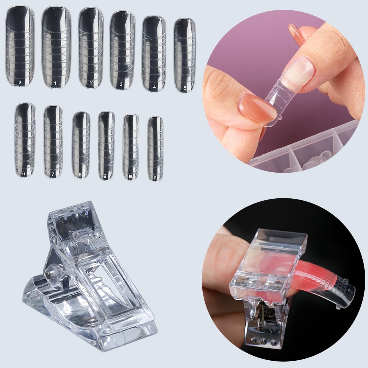 Fcozpjk clear clips to stabilize gel extensions during curing