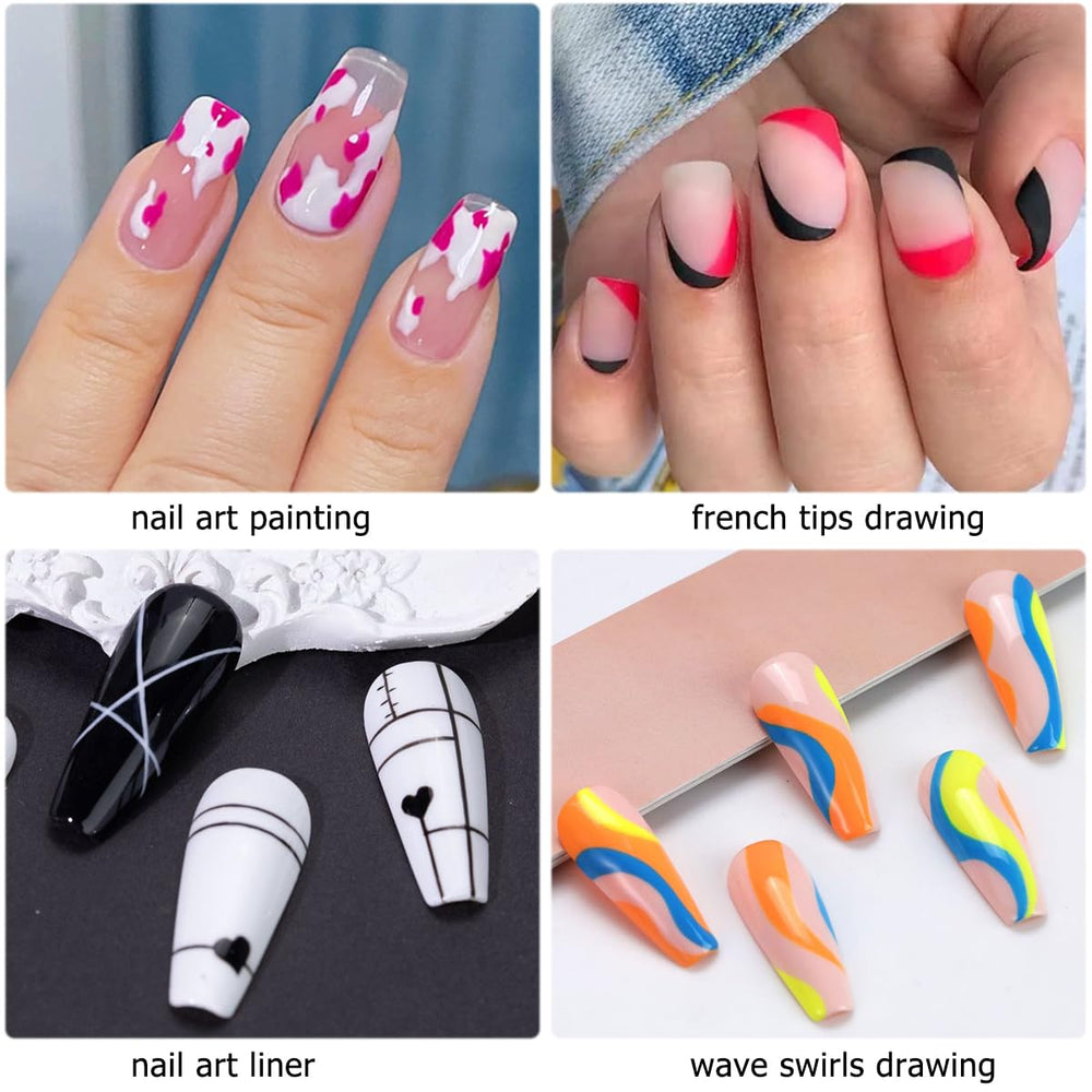 Fcozpjk French tip and swirl designs with gel polish.