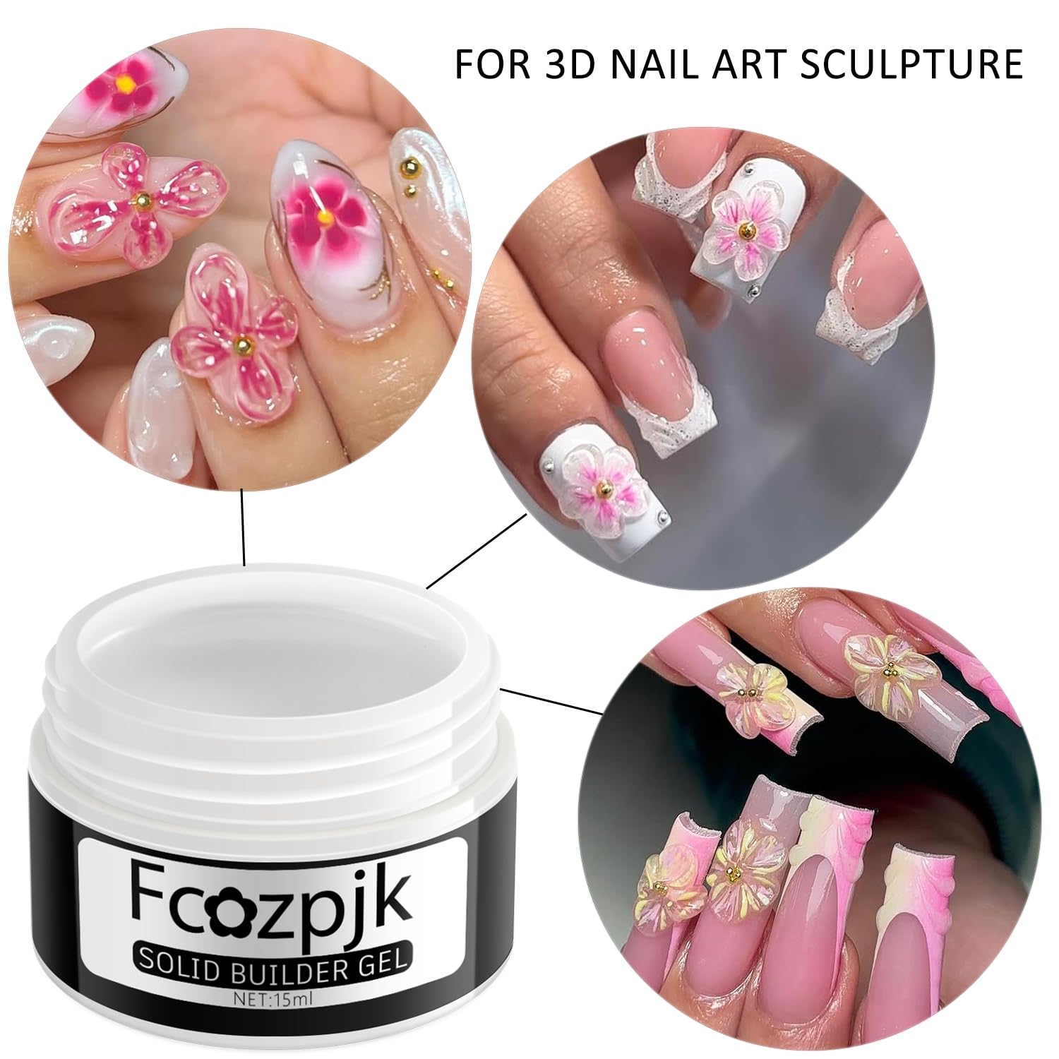 Fcozpjk builder gel for nail extensions and gem adhesion.