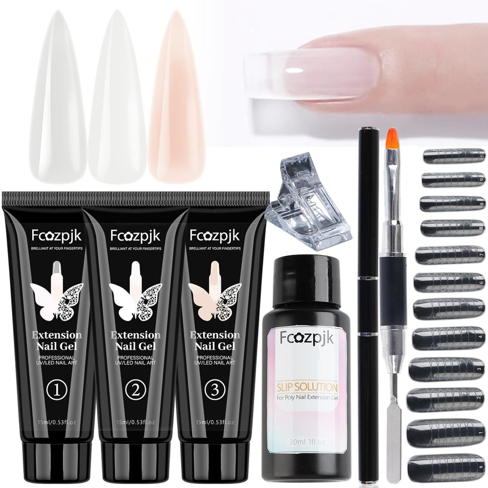 Fcozpjk poly extension gel kit clear for at-home nail extensions and tips