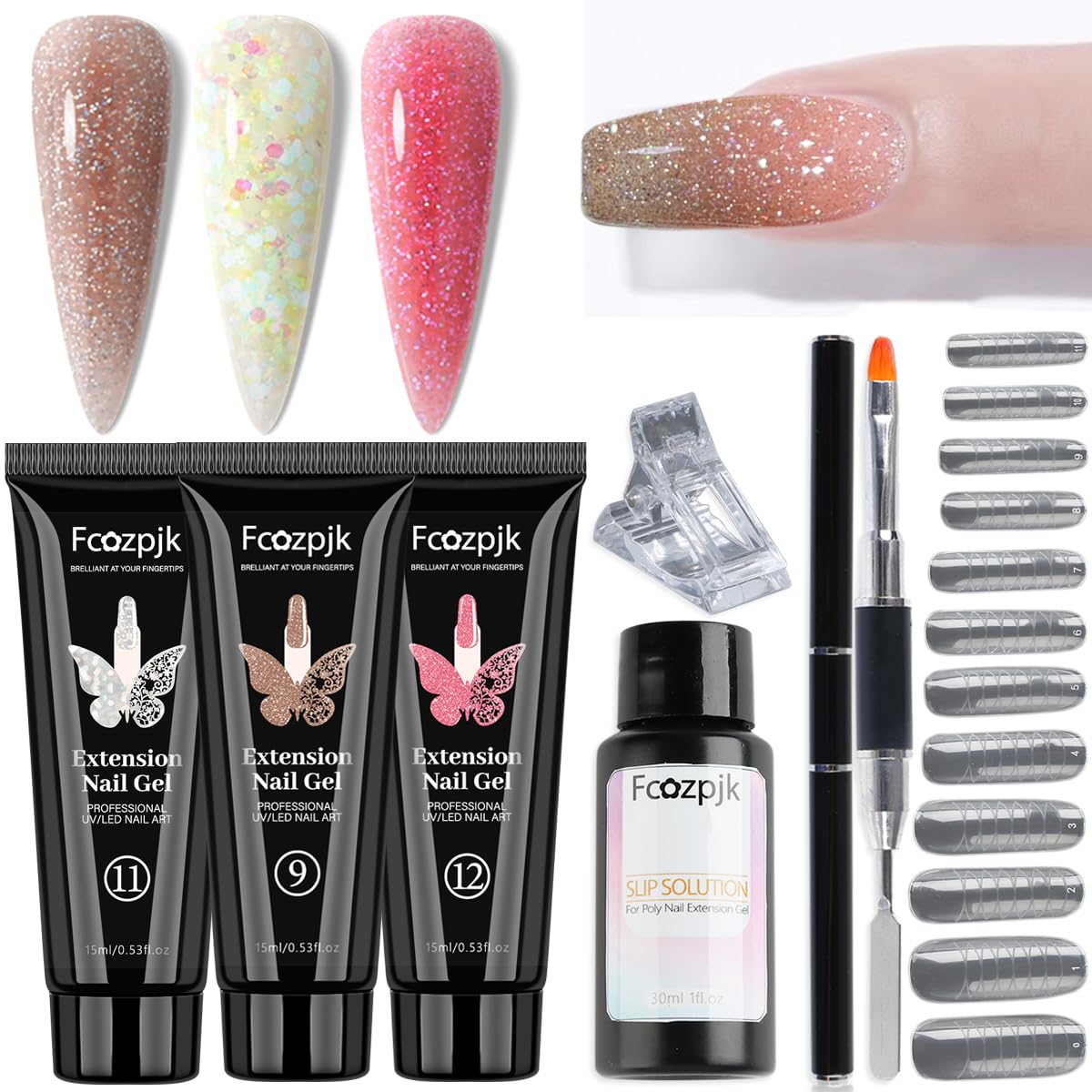 Fcozpjk poly gel glitter brown bottle for at-home manicures with shimmer