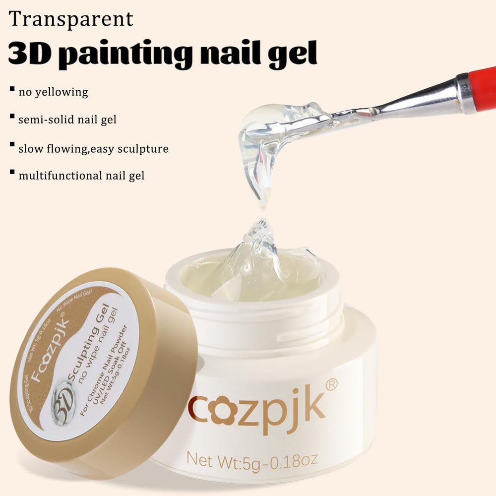 Fcozpjk semi-solid 3D painting gel for durable nail art.