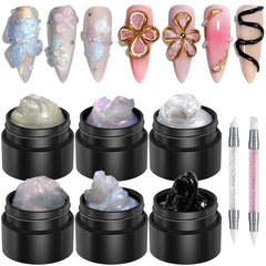 Fcozpjk Aurora Blue gel for shimmering 3D nail art