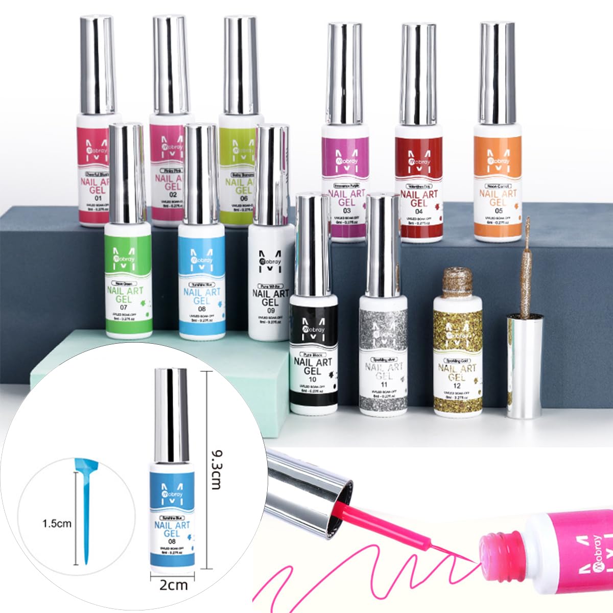 Fcozpjk Thin brush inside bottle enables precise lines.