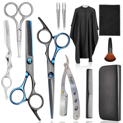 Fcysy professional barber scissors kit laid out for a complete haircut session