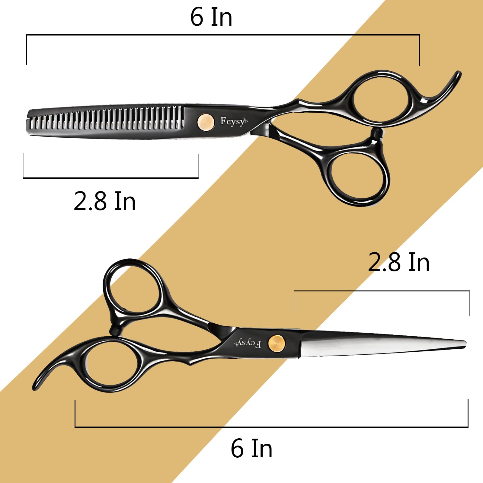 Fcysy 9-inch professional hair scissors close-up for clean, smooth cuts.