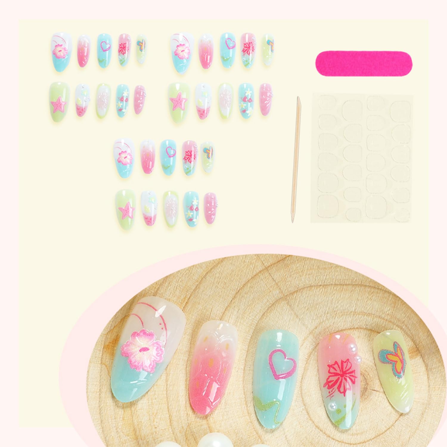 FDSQHSA full-cover nails demonstrating easy press-on fit.