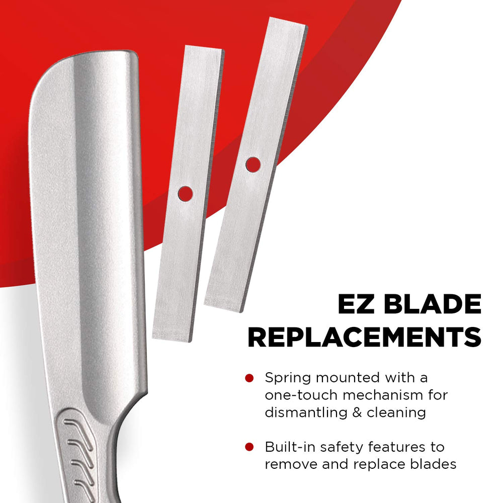 Feather Artist Club Black SS EZ blade replacement feature enables quick blade changes.