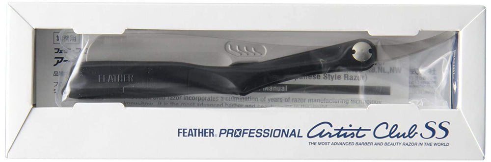 Feather Artist Club Black SS razor head close-up shows precise build and edge alignment.