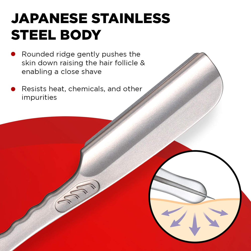 Feather Artist Club Black SS stainless steel body emphasizes durability and hygiene.