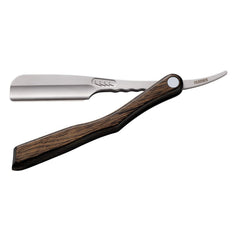 Feather Artist Club SS Wood folding razor front view with ergonomic grip for precise shaving