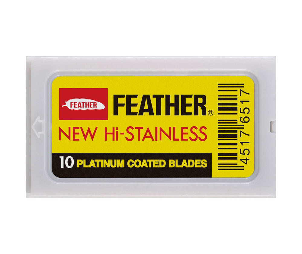 Feather brand heritage image emphasizing eight decades of quality shaving blades.