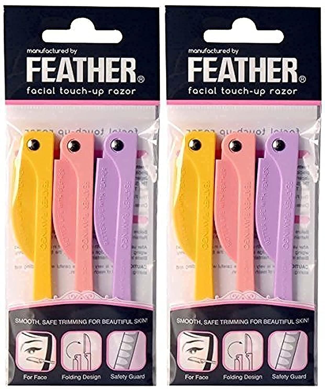 Feather Flamingos facial touch-up razor front view for precise eyebrow grooming