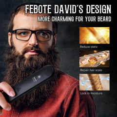 FEBOTE pear wood dual-action comb for precise beard shaping
