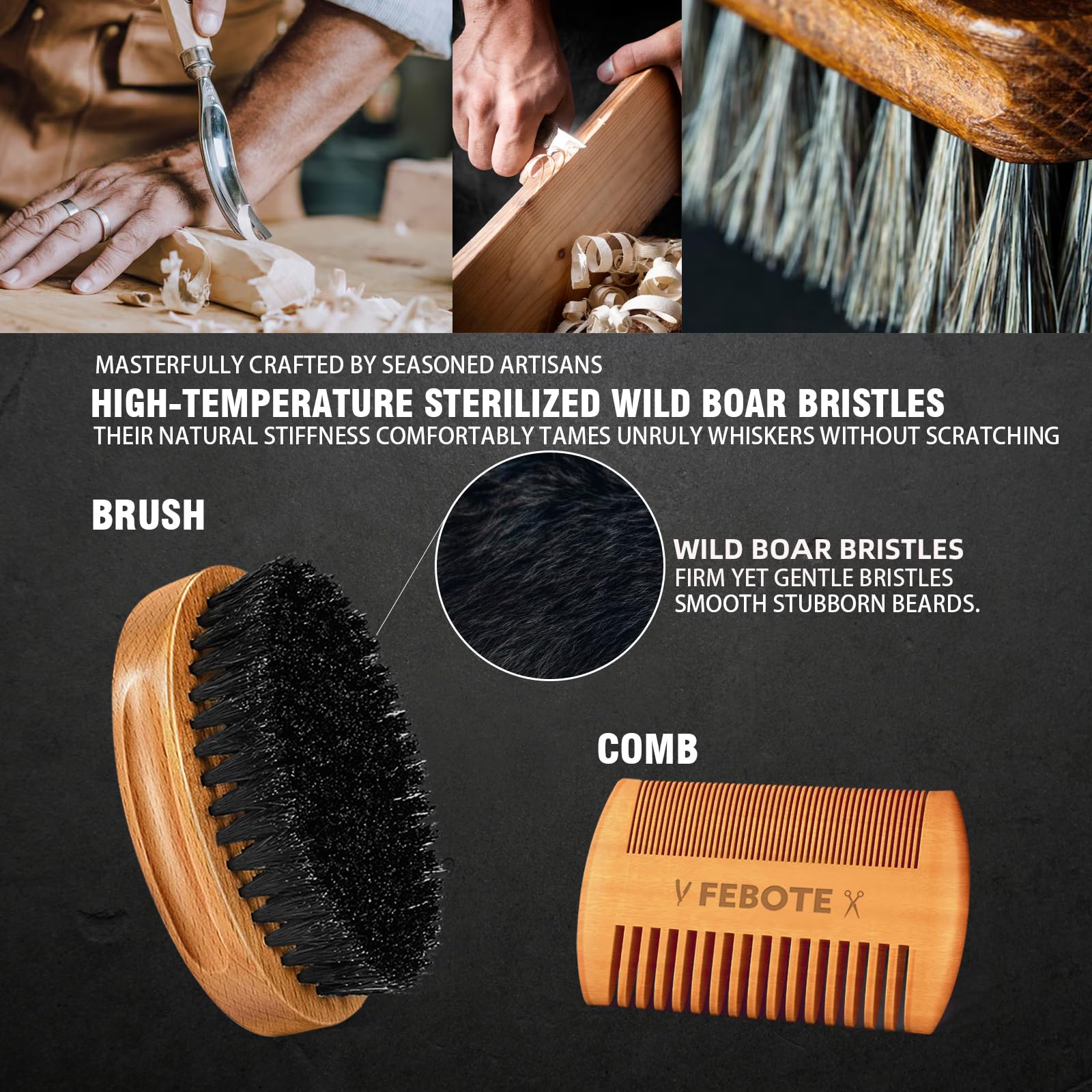 FEBOTE travel bag with wooden beads for organized grooming on the go