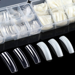 FEBSNOW nail tips in transparent boxes for easy organization and quick nail art prep.