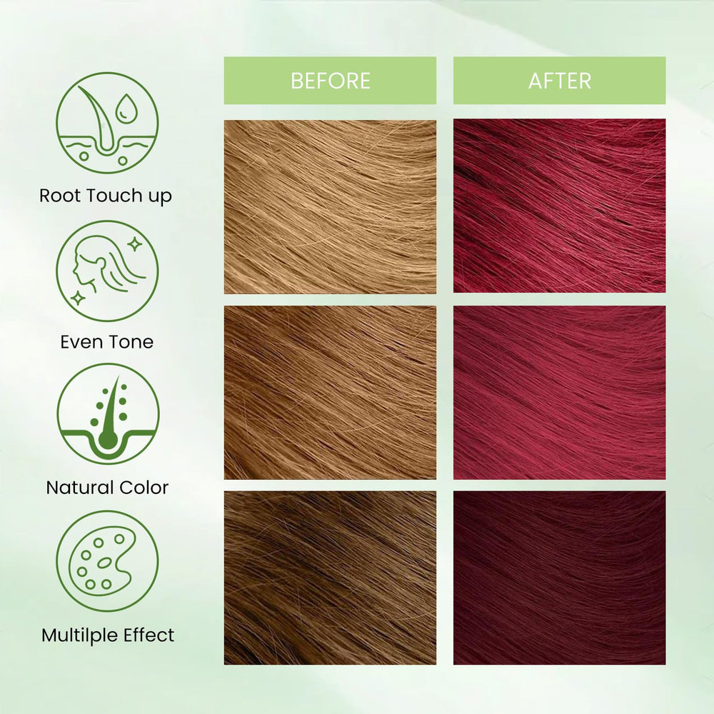 Fedulili before-after result showcases natural-looking, vibrant shade.