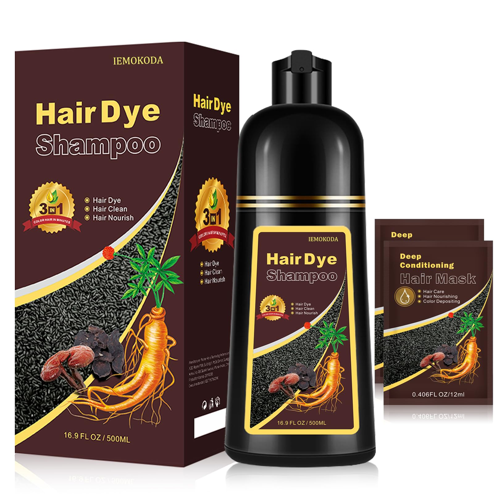 Fedulili instant coffee hair dye bottle shows color-ready application.