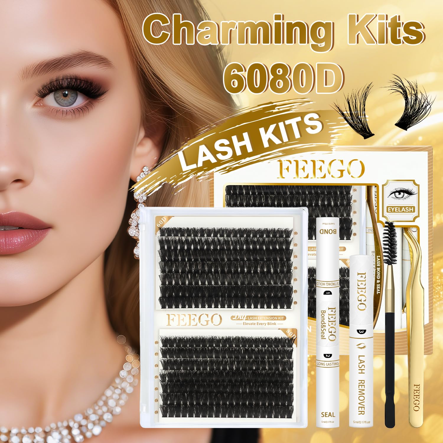 Feego 60D+80D DCurl lashes deliver fuller fans with fewer clusters