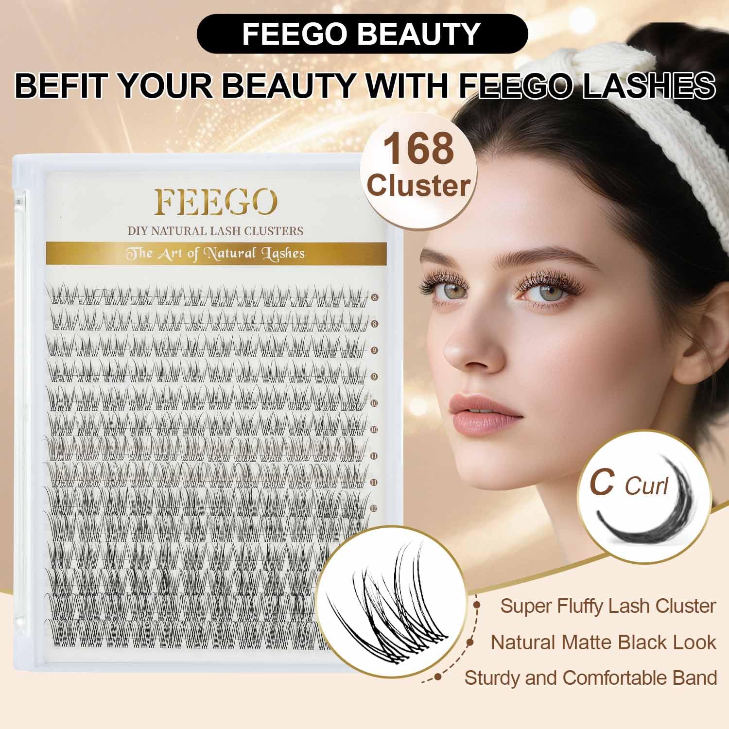 Feego lash cluster cross-design blends with your lashes for seamless fullness