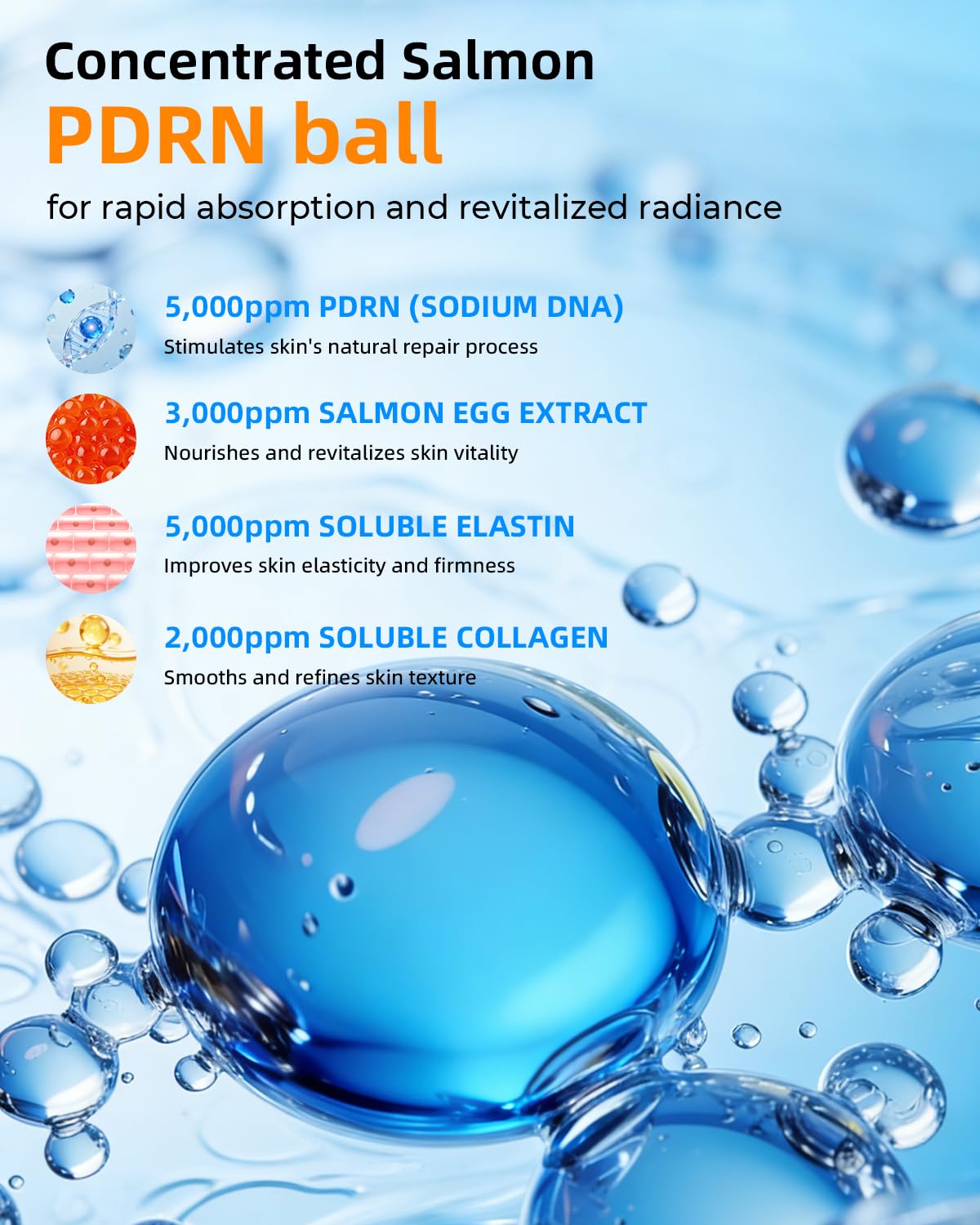 Label shows 5000ppm PDRN and 3000ppm salmon egg complex