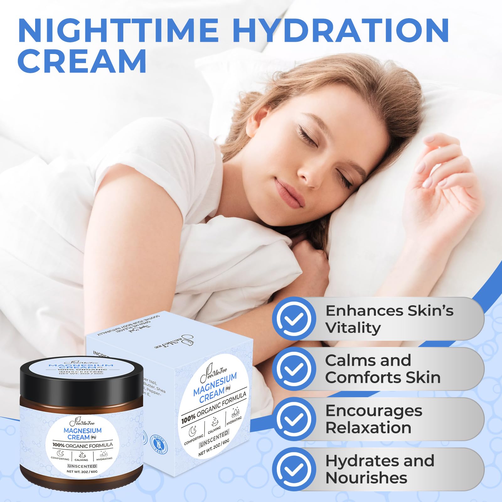 Close-up of lightweight, fast-absorbing FeeMeFee magnesium lotion texture