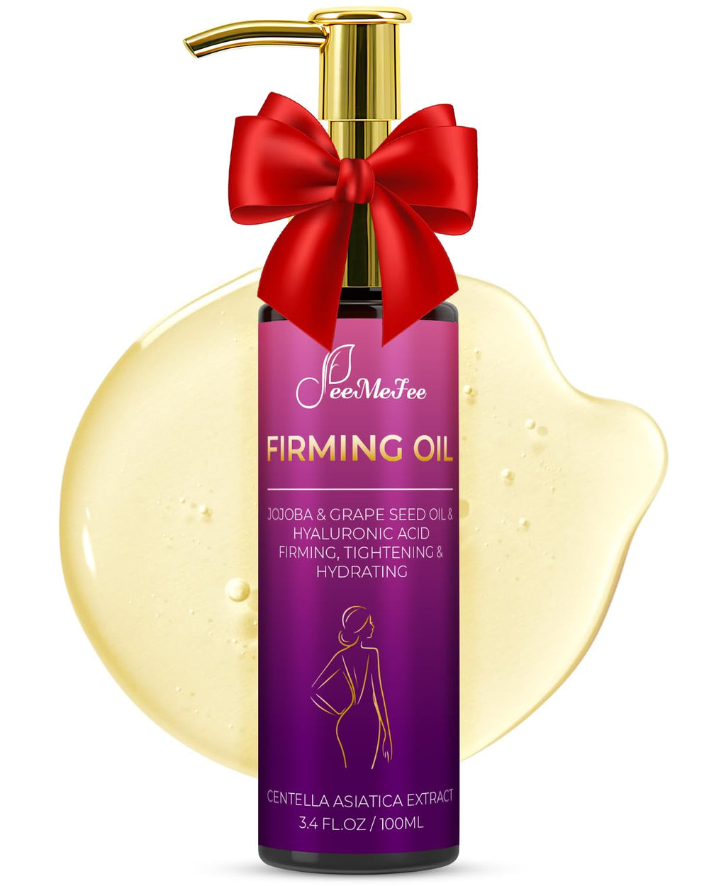 FeeMeFee Body Firming Oil bottle for smooth, hydrated skin.